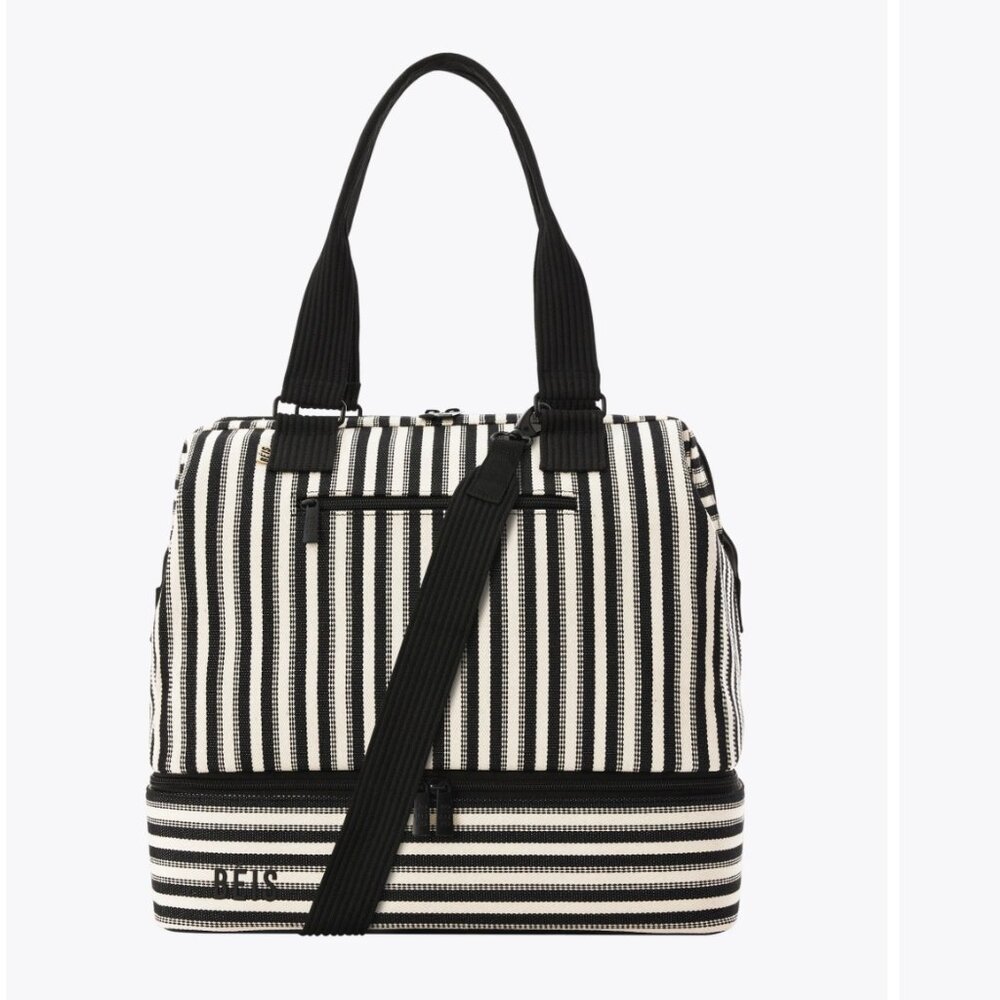 BEIS Mini Weekender – Black Stripe | NWT Limited Edition, Sold Out